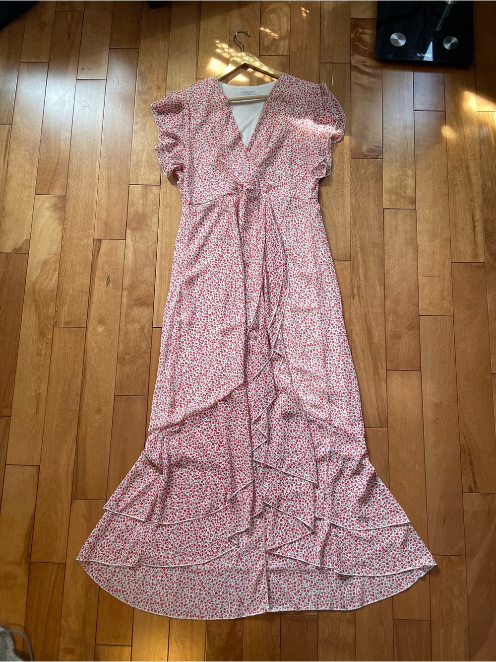 Designer Mini-Floral Ruffle Hi-Low Maxi Dress - Picture 15 of 15